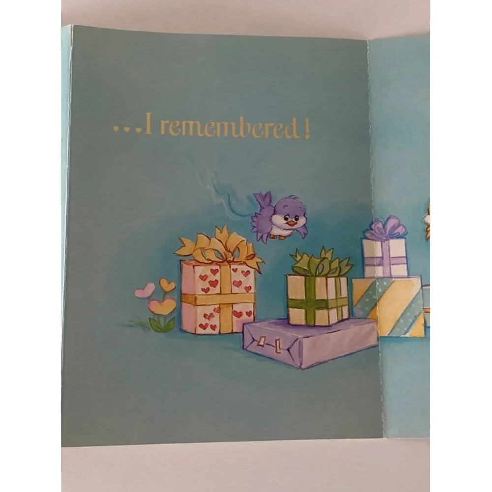 2 VTG American Greetings Cards CAREBEARS Forget Me Not Happy Birthday